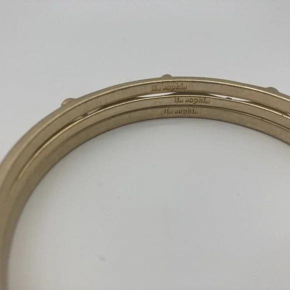 Lia Sophia 'For You' Bangle Bracelet Set of 5 Matte Gold Tone & Crystals - Picture 4 of 9